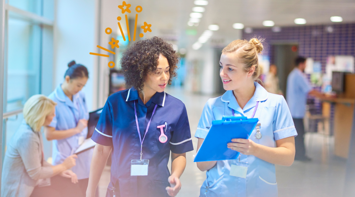 Pflegerinnen besprechend